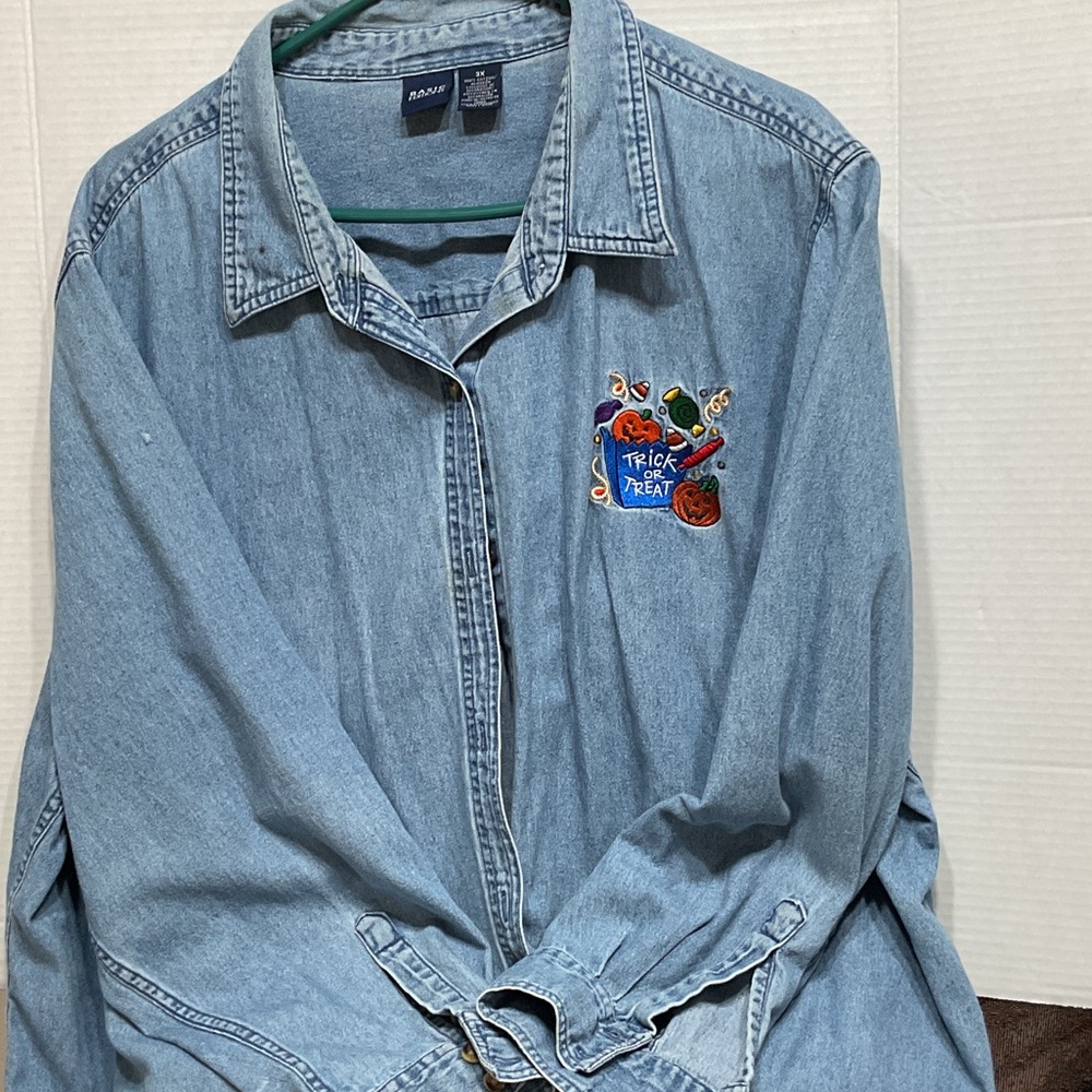 Basic Editions Blue Denim Button Down Shirt